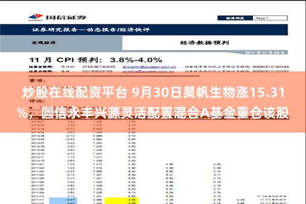 炒股在线配资平台 9月30日昊帆生物涨15.31%，圆信永丰兴源灵活配置混合A基金重仓该股